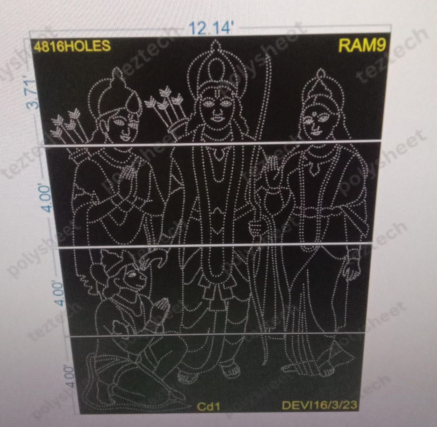 RAM9  SHREE RAM 12.14x15.71FEET 4816HOLES