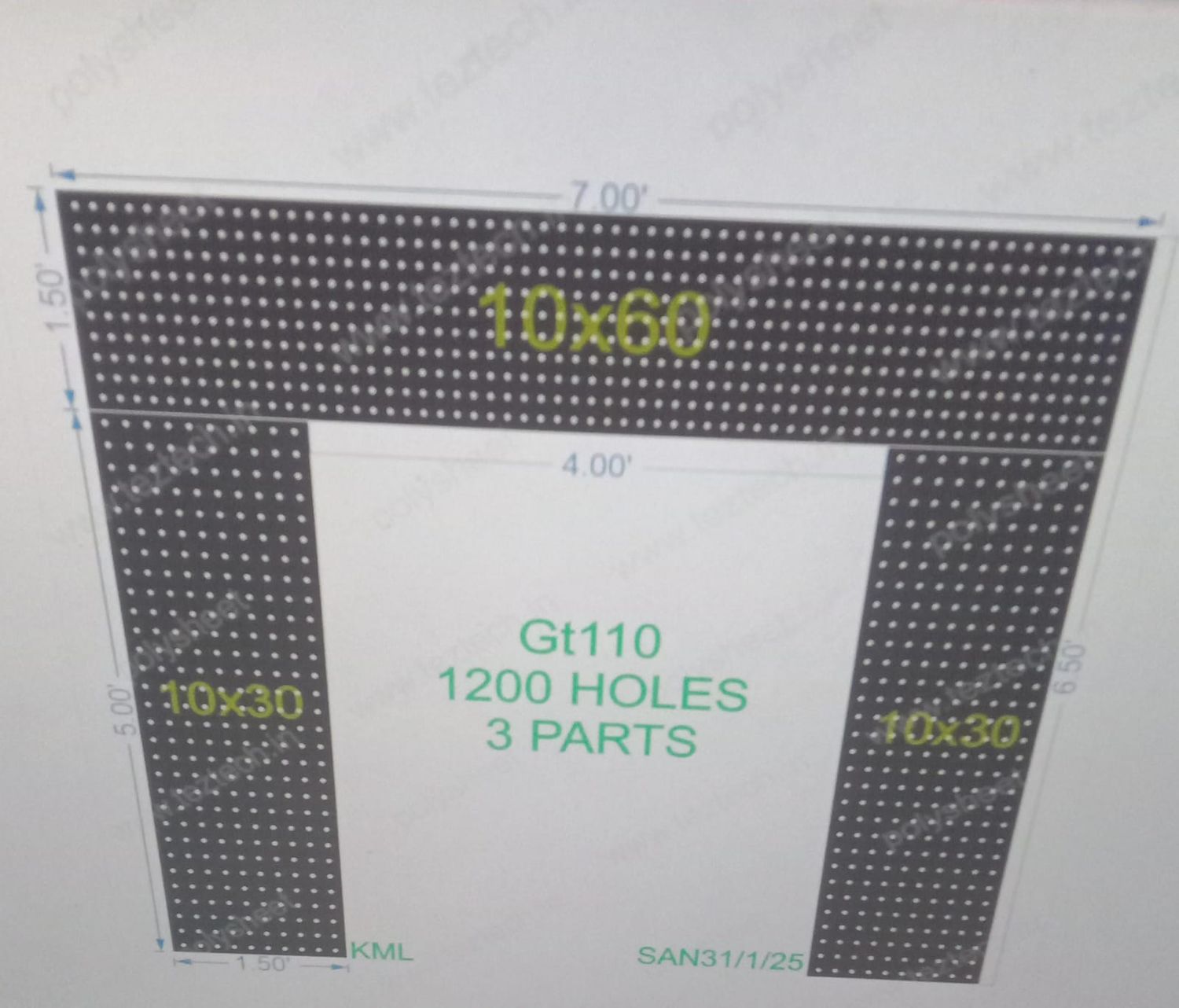 GT110 GATE 3 PART 6.5X7 FEET 1200 HOLES