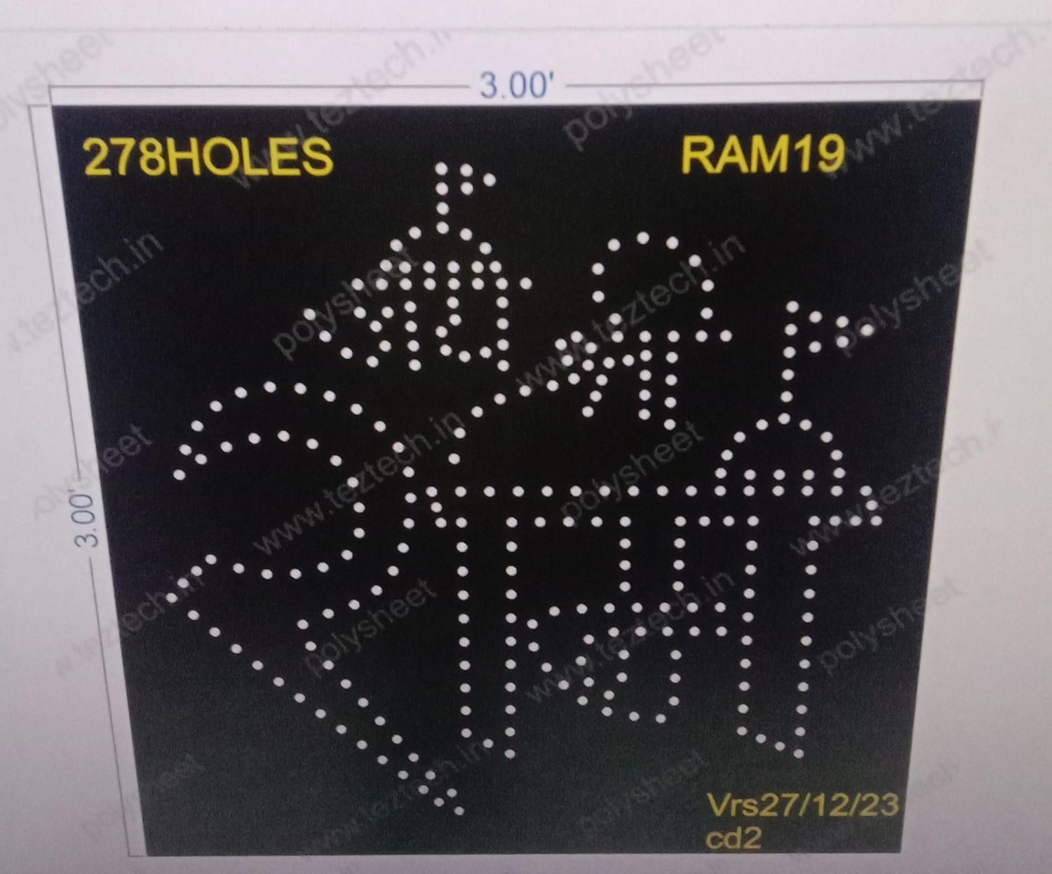 RAM19 JAI SHREE RAM  3x3FEET 278HOLES