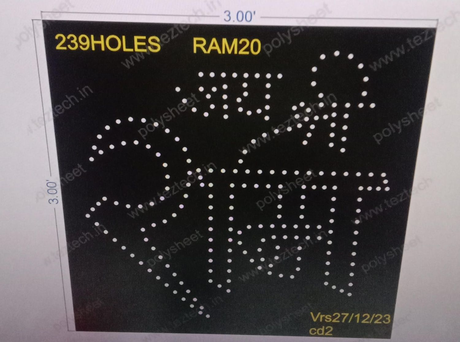 RAM20 JAI SHREE RAM  3X3FEET 239HOLES