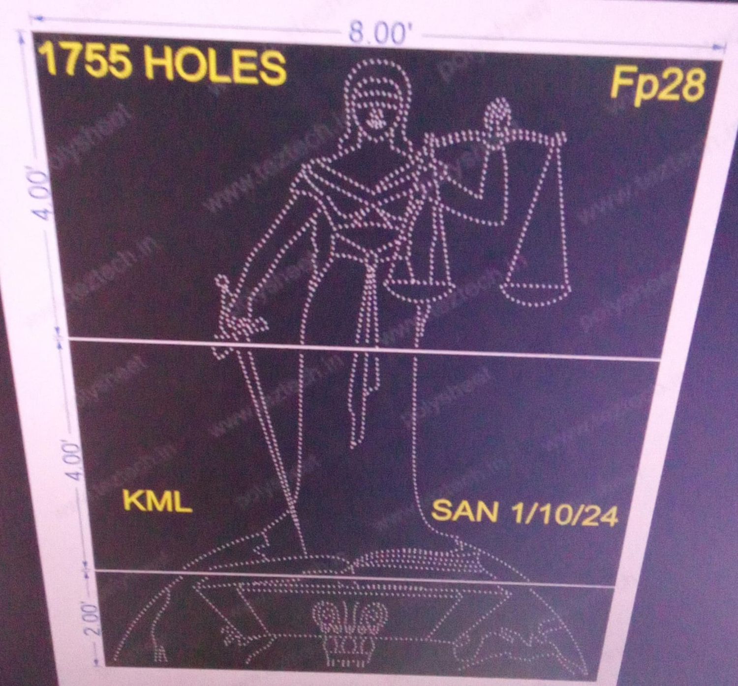 FP28 LADY JUSTICE 10X8 FEET 1755 HOLES (3 PARTS)