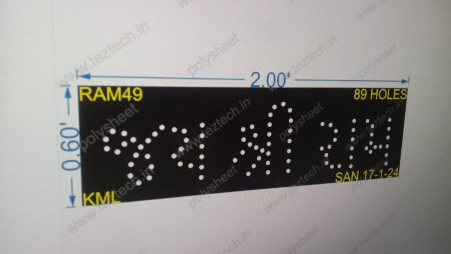 RAM49 SHREE RAM 0.60X2 FEET 89 HOLES