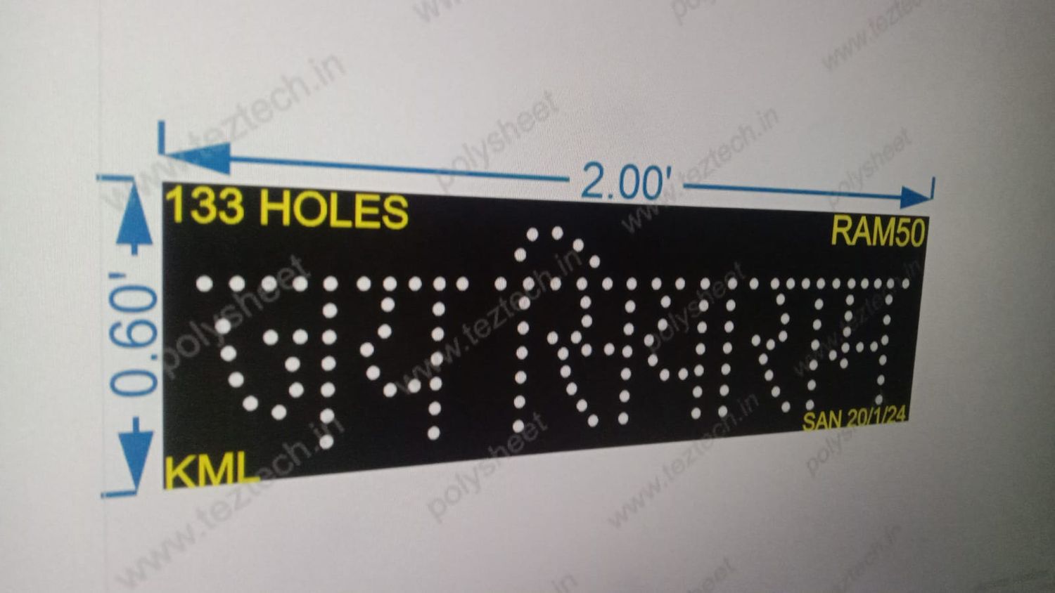 RAM50 SHREE RAM 0.60X2 FEET 133 HOLES