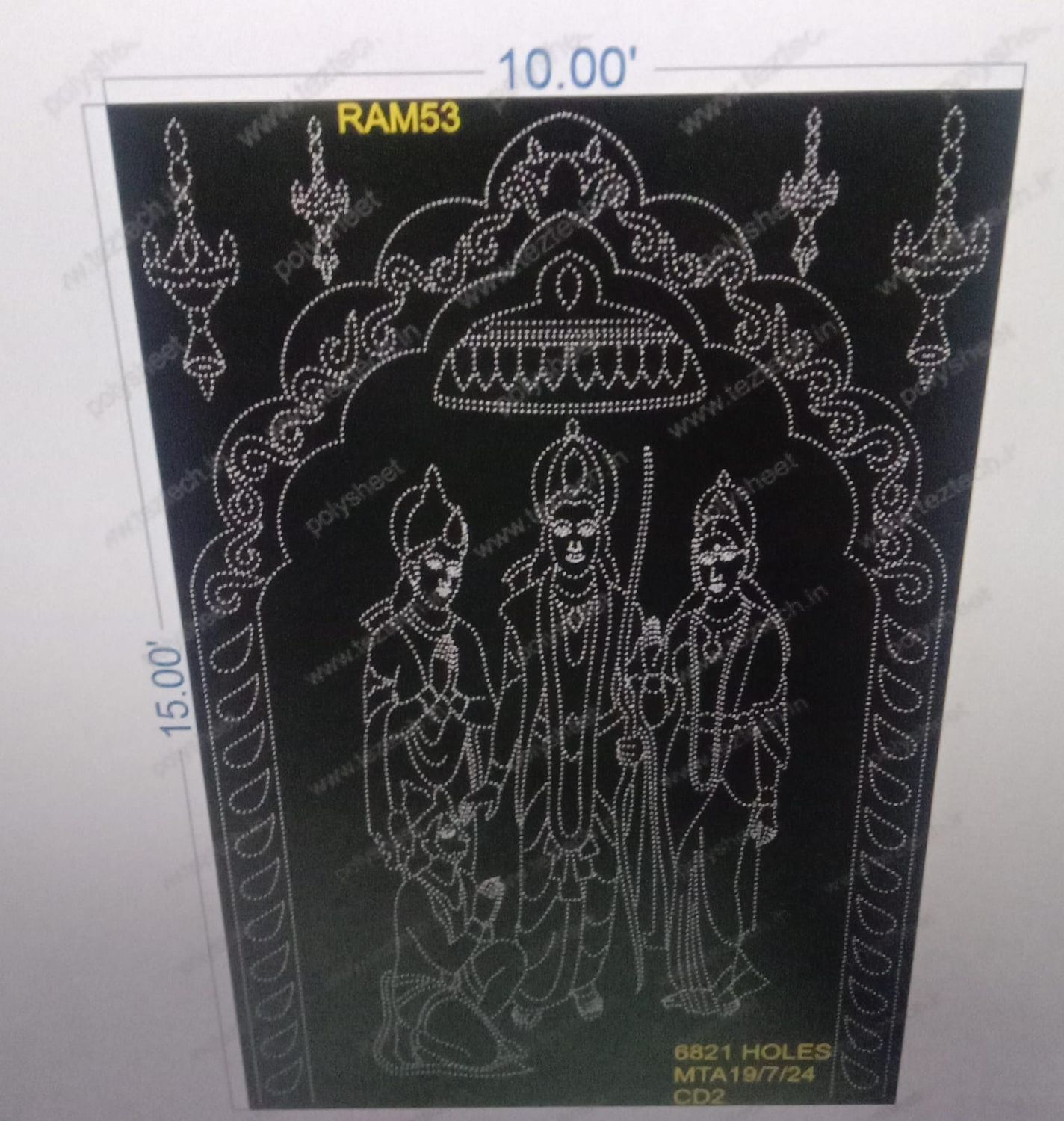 RAM53 RAM,SITA ,LAKSHMAN &amp; HANUMANJI 15X10 FEET 6821 HOLES