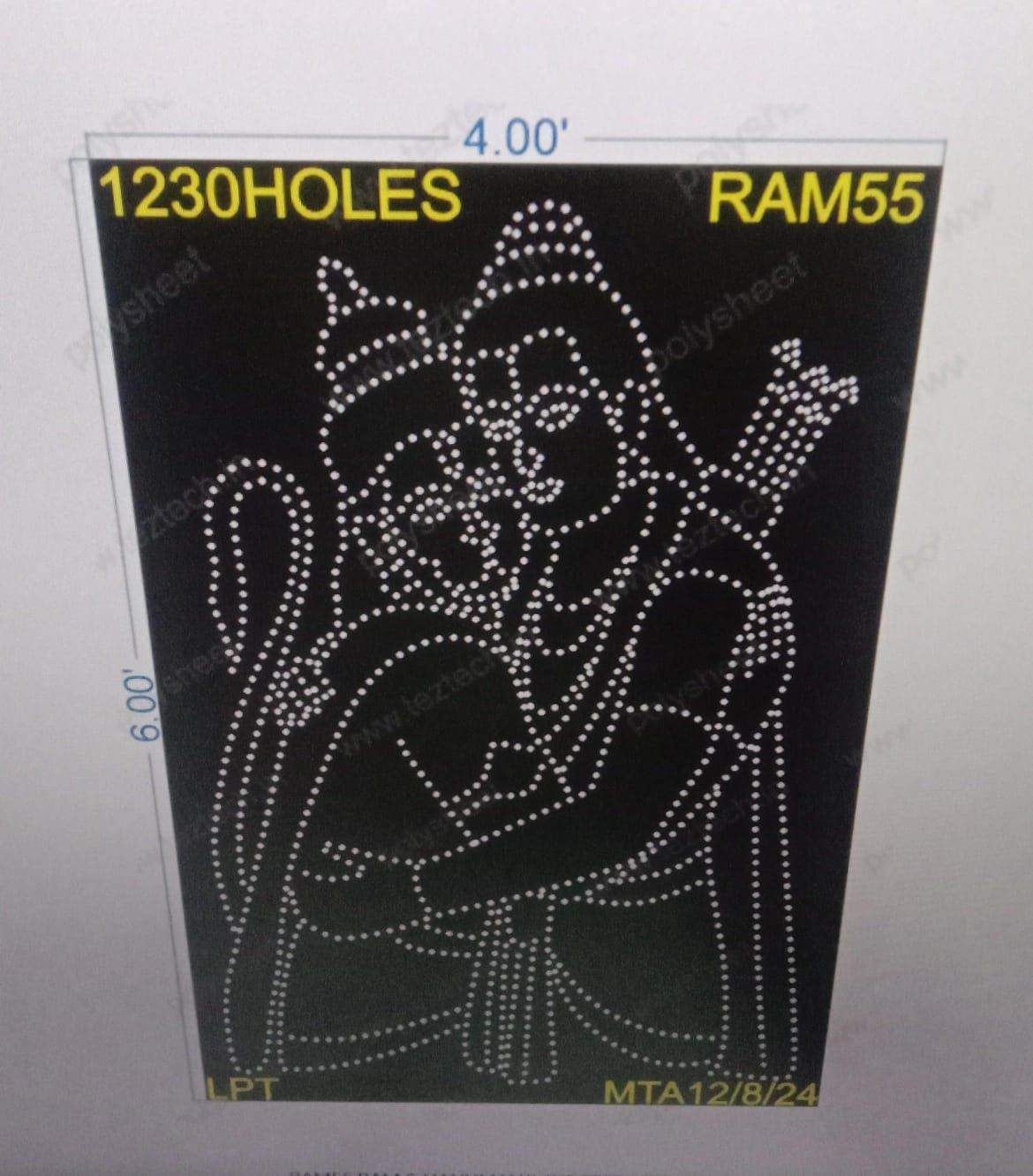 RAM55 RAM &amp; HANUMANJI 6X3 FEET 1230 HOLES