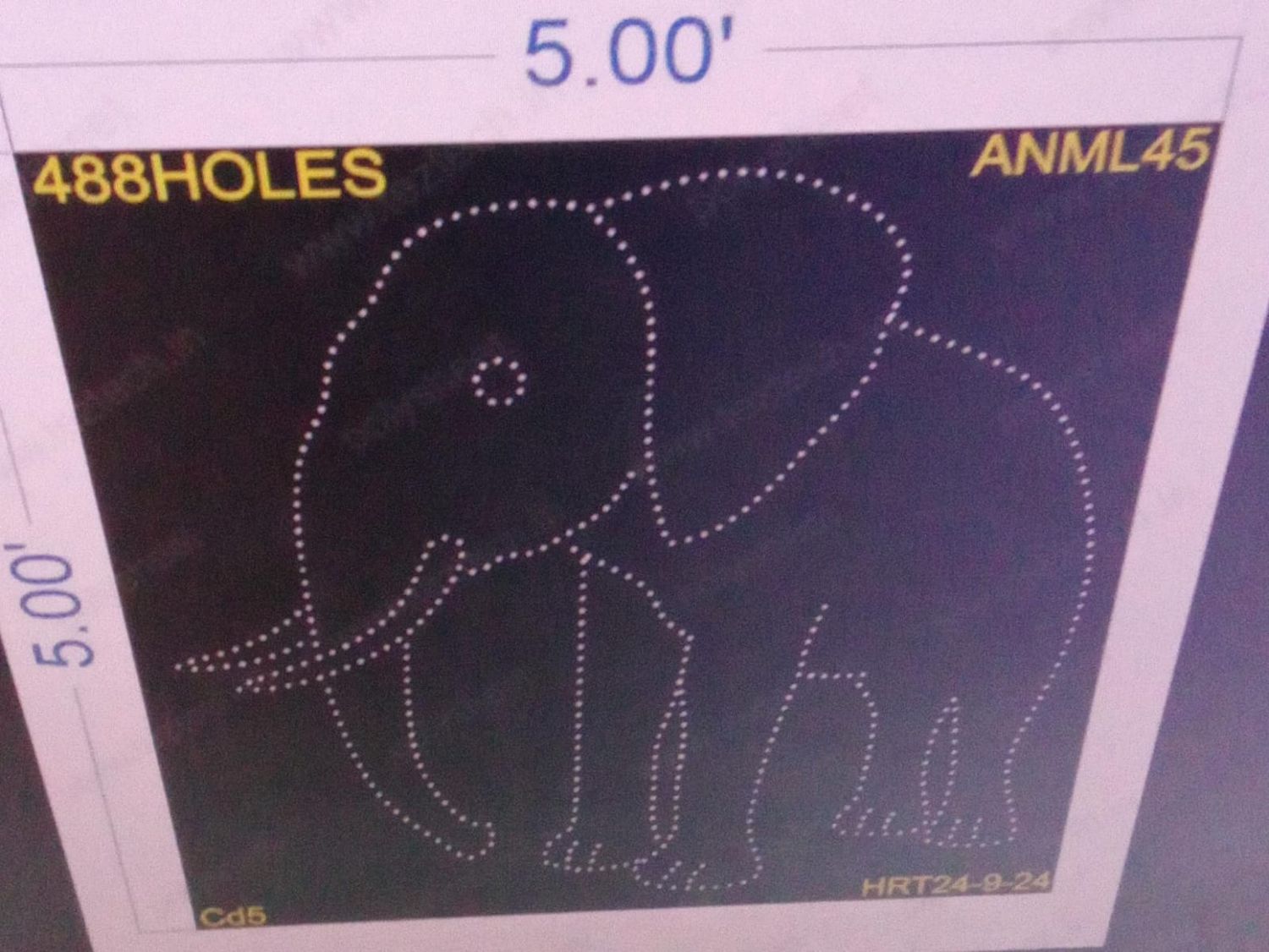 ANML45 ELEPHANT 5X5 FEET 488 HOLES