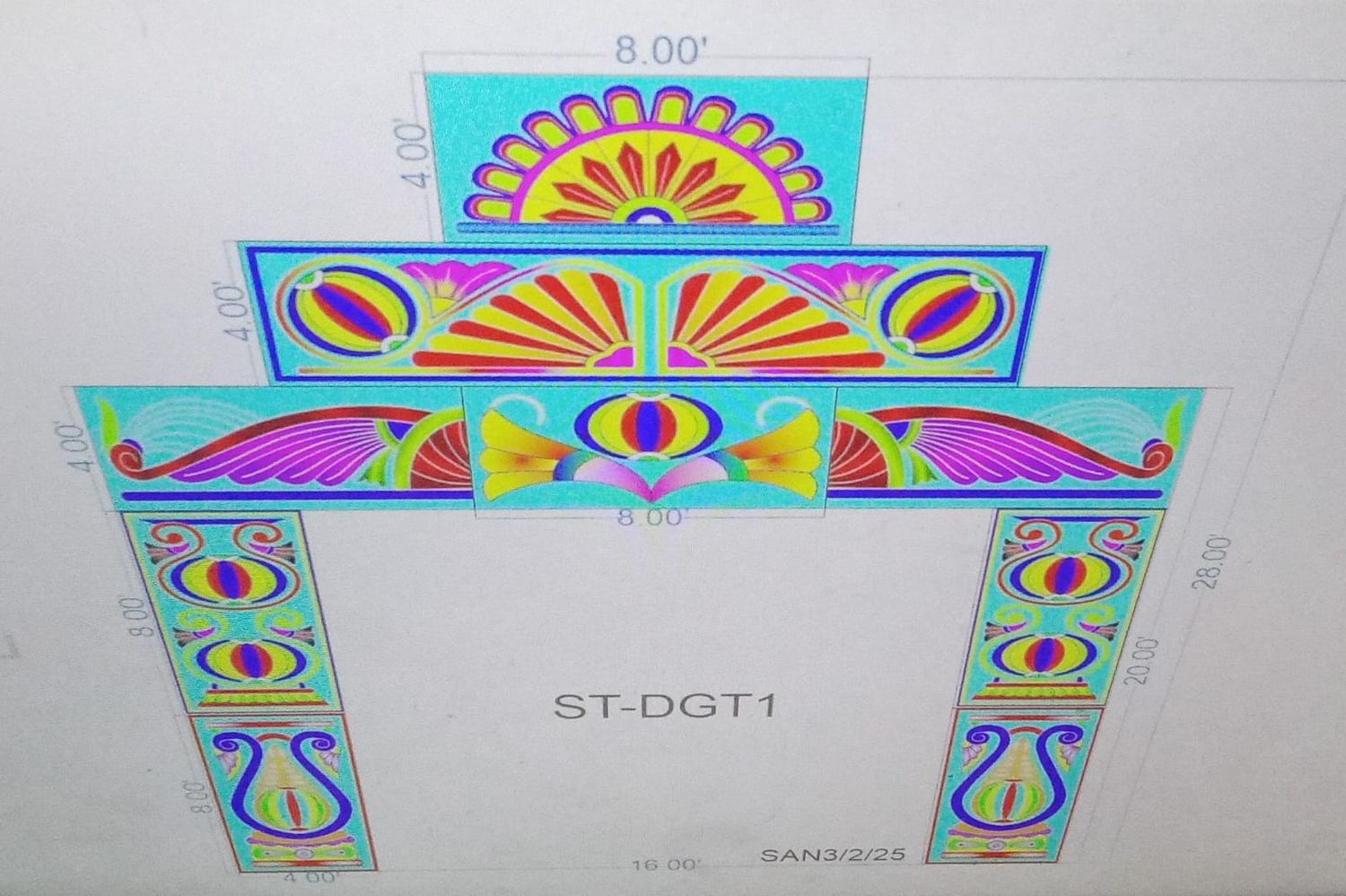 ST-DGT1 STICKER GATE TOTAL FEET = 28X24 (10 PARTS 4X8 FEET PER PART)