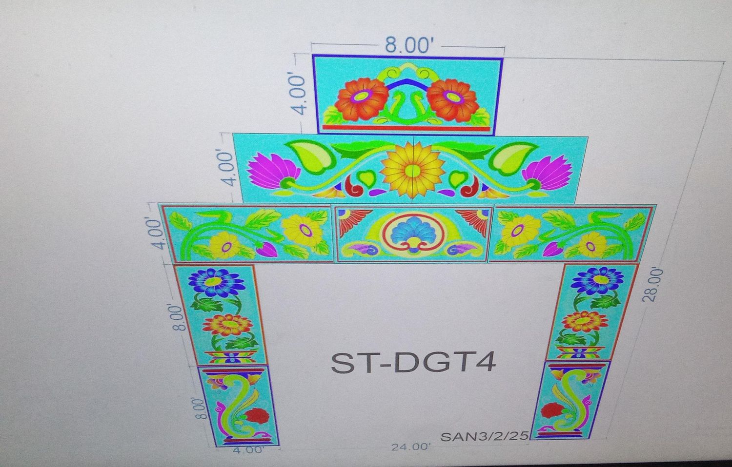 ST-DGT4 STICKER GATE TOTAL FEET = 28X24 (10 PARTS 4X8 FEET PER PART)