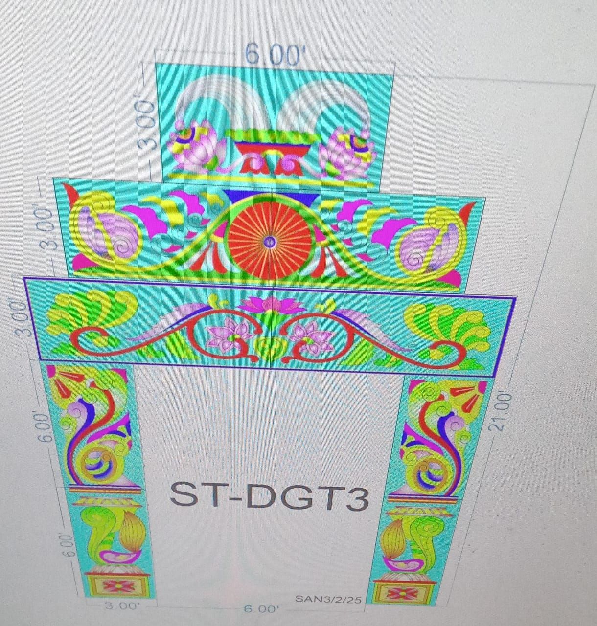 ST-DGT3 STICKER GATE TOTAL FEET = 21X12 (9 PARTS 3X6 FEET PER PART)