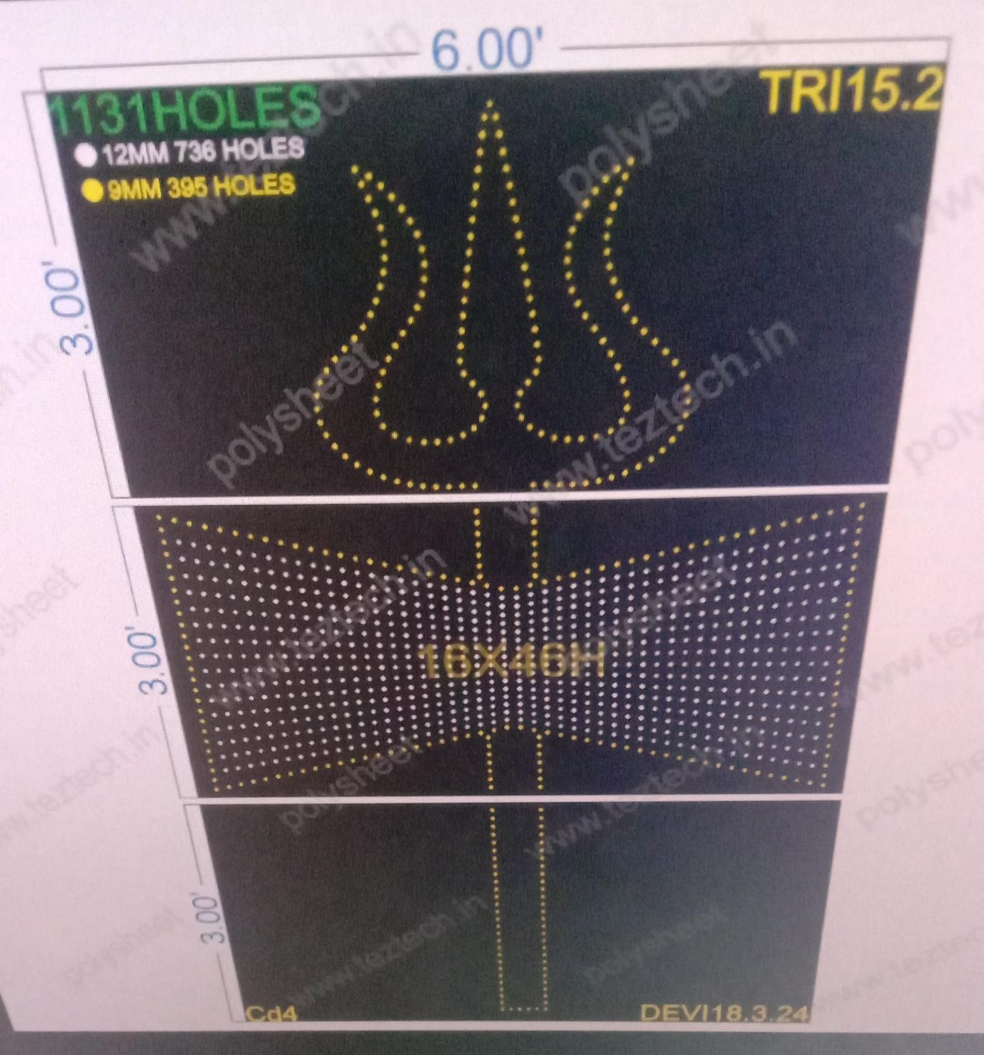 TRI15.2 TRISHUL 9X6 FEET 1131 HOLES