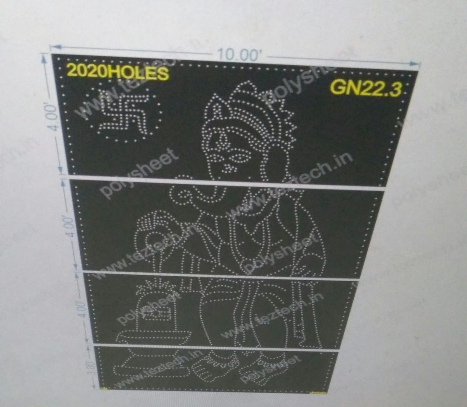 GN22.3 GANESHJI 15X10 FEET 2020HOLES 4 PARTS