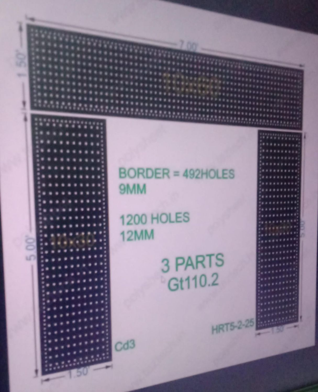 GT110.2  GATE 3 PART 6.5X7 FEET 1692 HOLES