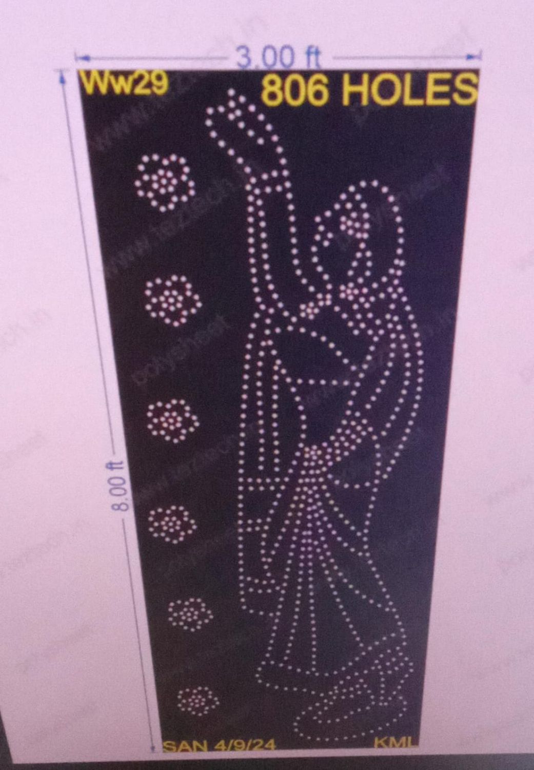 WW29 WOMAN WITH FLOWER 8X3 FEET 806HOLES