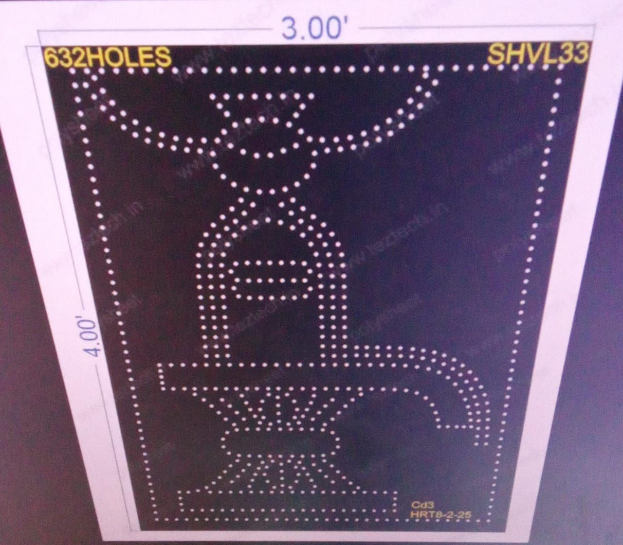 SHVL33 SHIVLING 1 PART 4X3 FEET 632 HOLES
