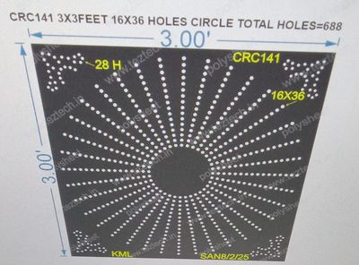 CRC141 CIRCLE WITH CORNER DESIGN  1 PART 3X3 FEET 688 HOLES