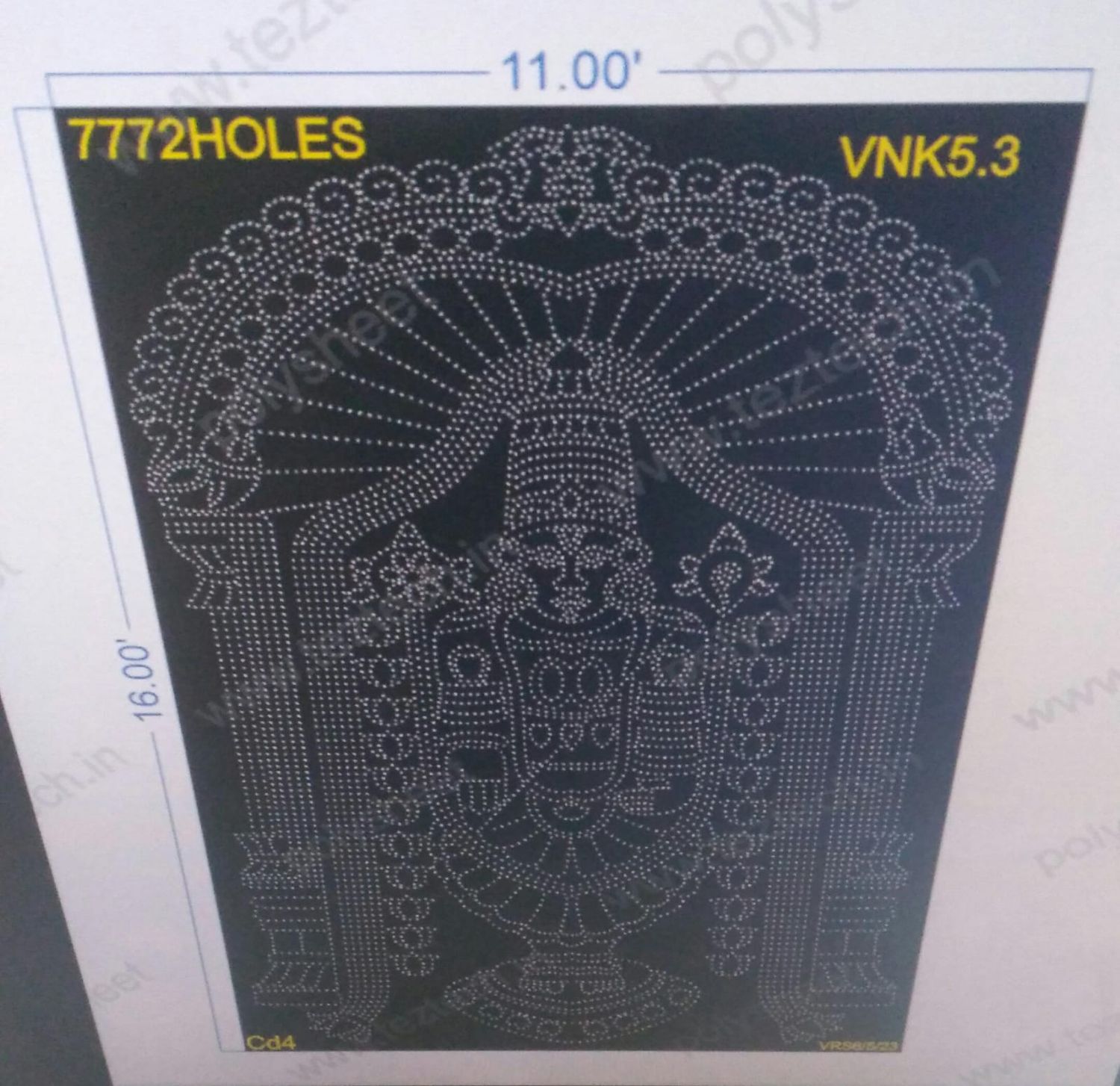 VNK5.3 VENKATESWARA  16X11 FEET 7772HOLES 4 PARTS