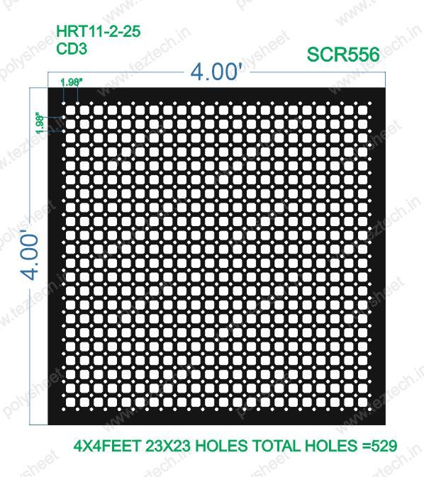 SCR556 4X4 FEET 23X23 HOLES SCREEN TOTAL HOLES=529 WITH 484 AIR PASS HOLES