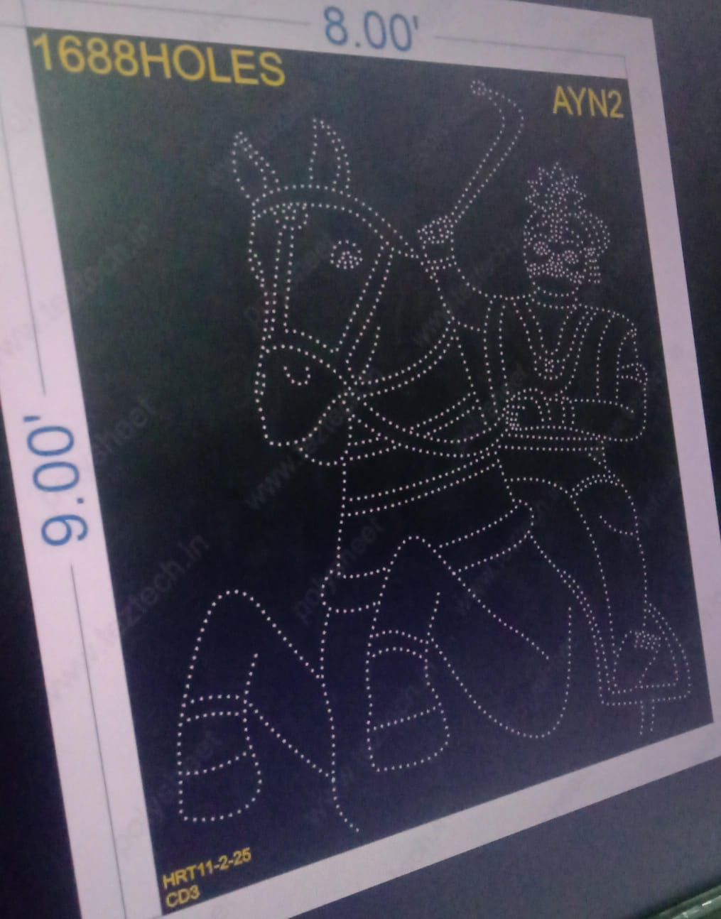AYN2  AYYANAR GOD 8X9FEET 1688 HOLES  (3PARTS)
