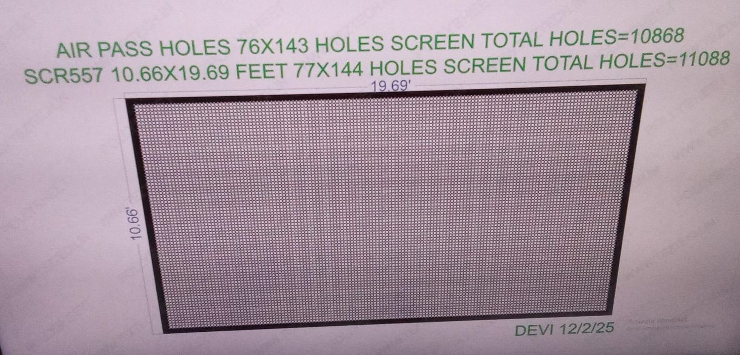 SCR557 10.66X19.69 FEET 77X144 HOLES SCREEN TOTAL HOLES=11088 WITH10868 AIR PASS HOLES