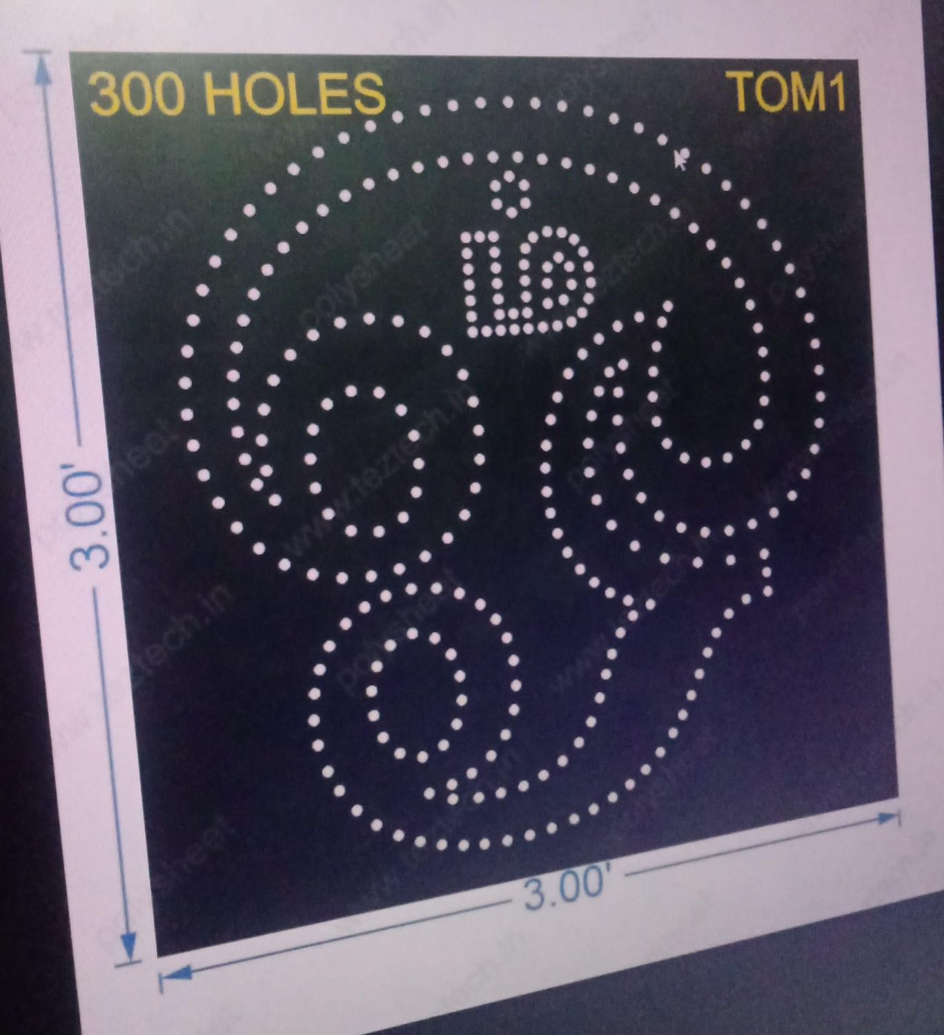 TOM1 TAMIL OM 3X3 FEET  300 HOLES