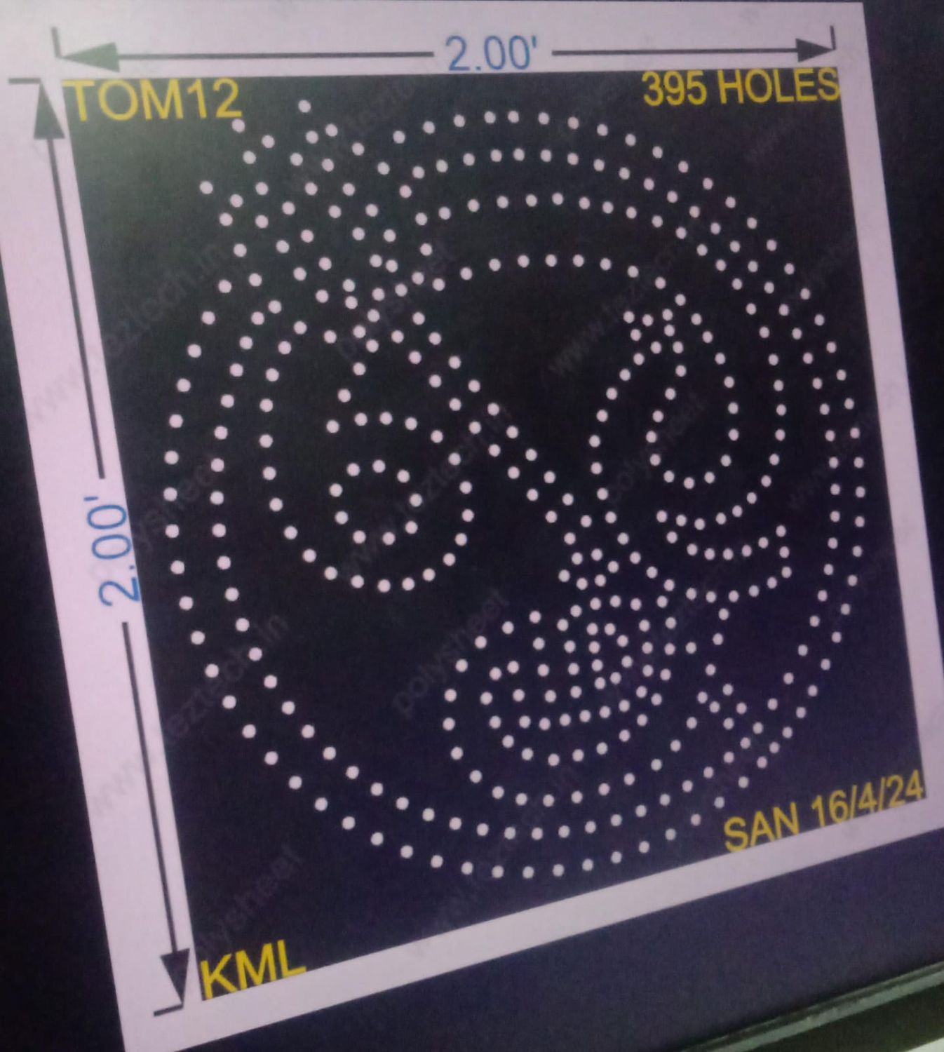 TOM12 TAMIL OM 2X2 FEET 395HOLES