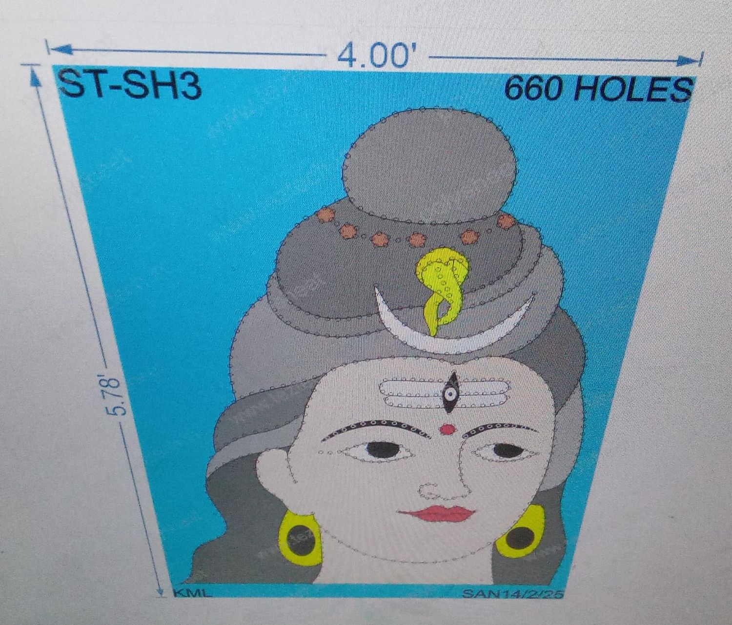 ST-SH3 STICKER SHIVJI 5.78X4 FEET 660 HOLES