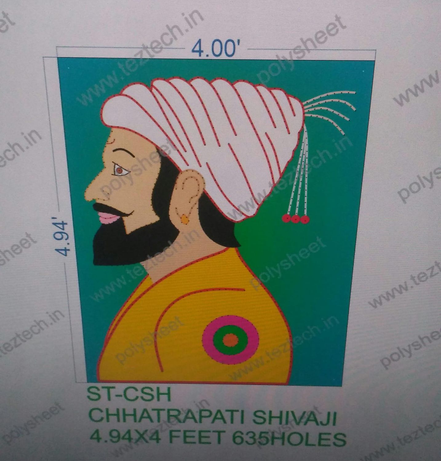 ST-CSH STICKER CHHATRAPATI SHIVAJI MAHARAJ 4.94X4FEET 635HOLES IN 1 PART