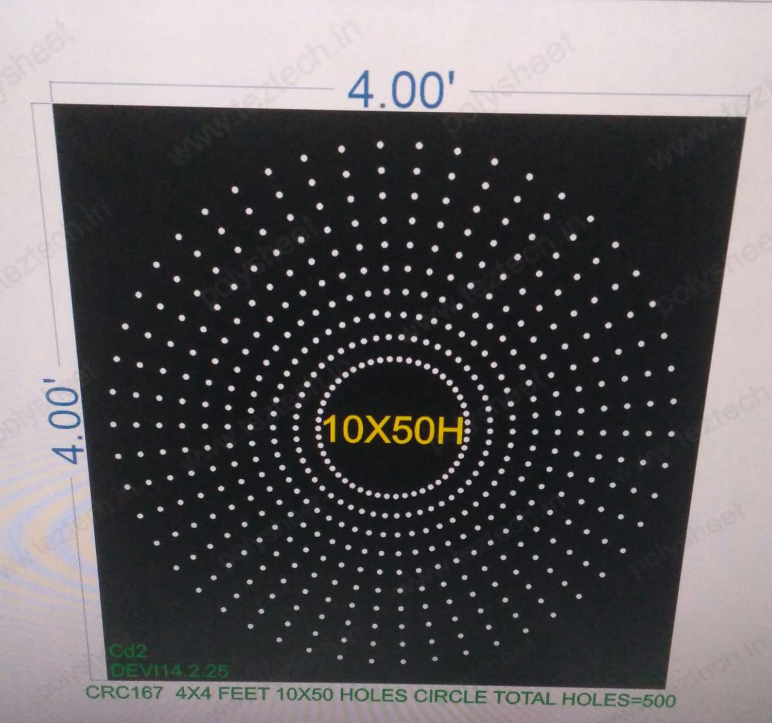 CRC167	4X4 FEET 10X50 HOLES CIRCLE TOTAL HOLES=500
