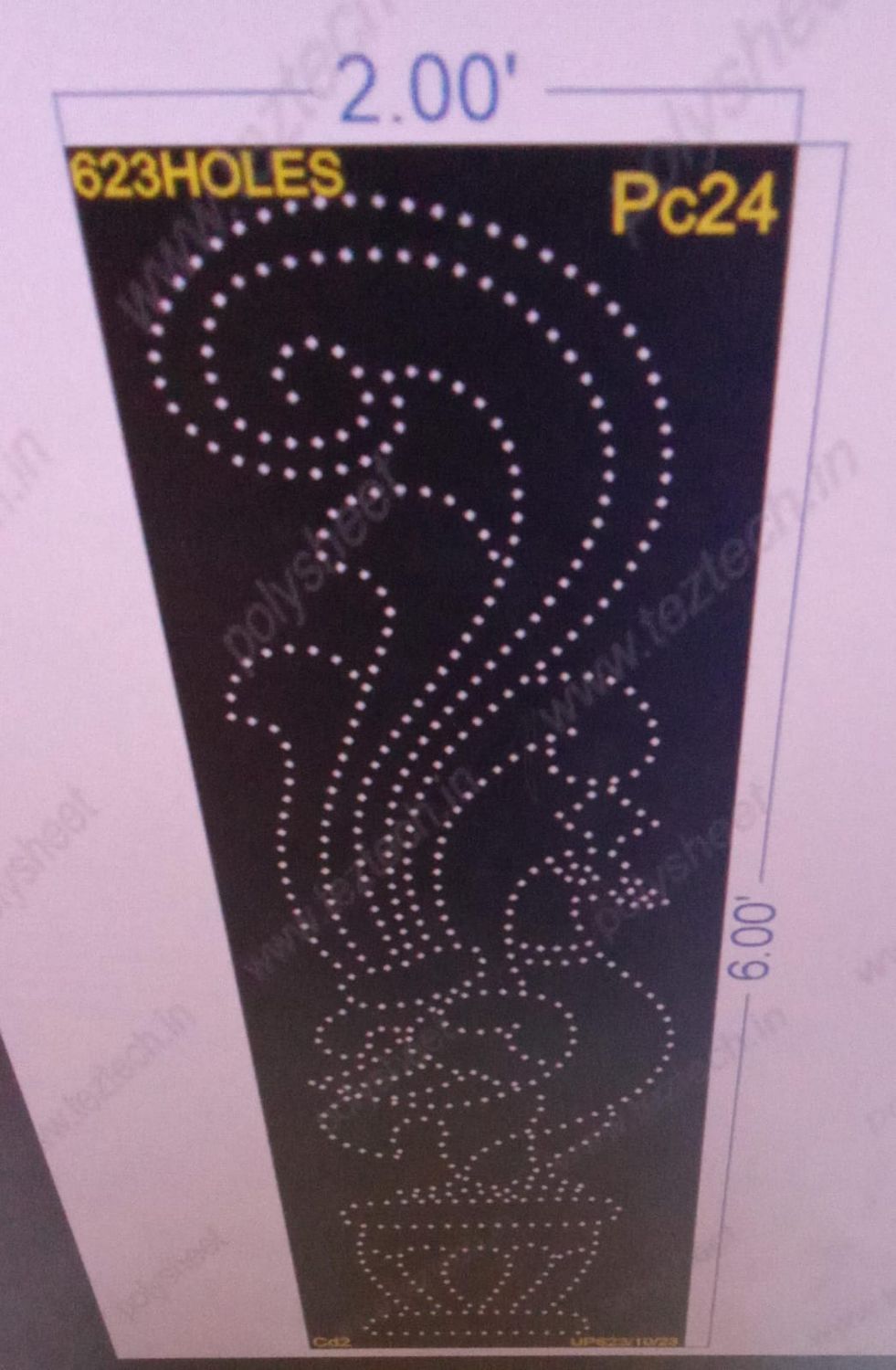 PC24 PEACOCK POLYSHEET 6X2 FEET 623 HOLES