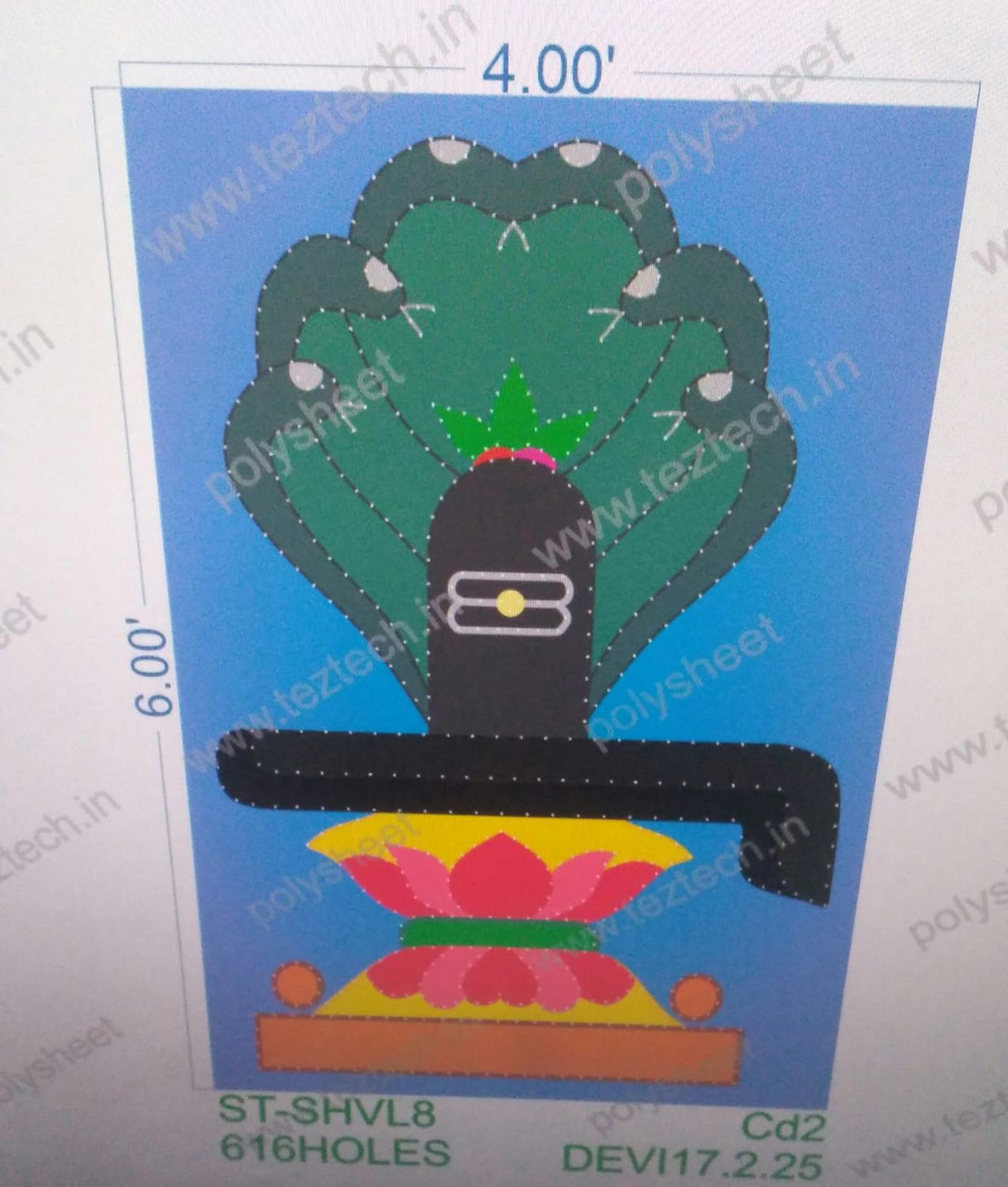 ST-SHVL8 STICKER SHIVLING 6X4FEET 616HOLES IN 1 PART