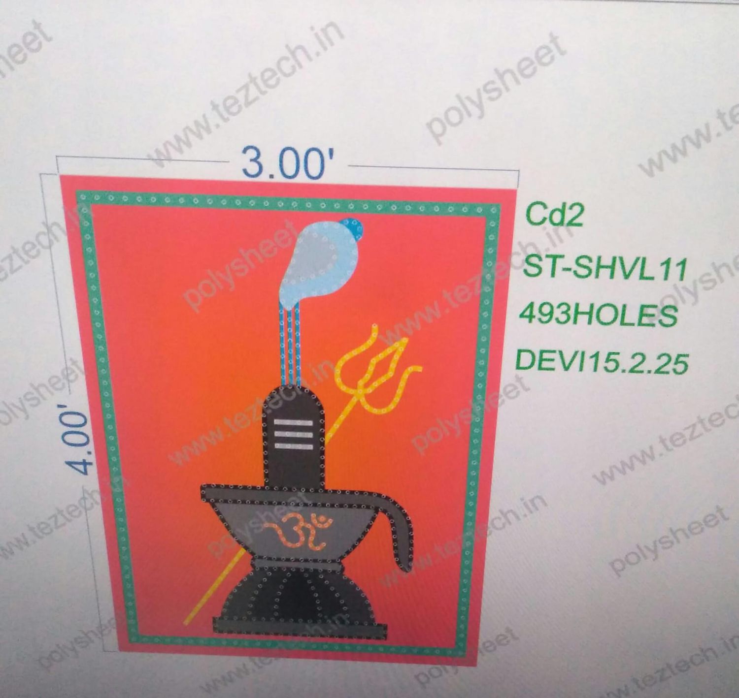 ST-SHVL11 STICKER SHIVLING 4X3FEET 493HOLES IN 1 PART