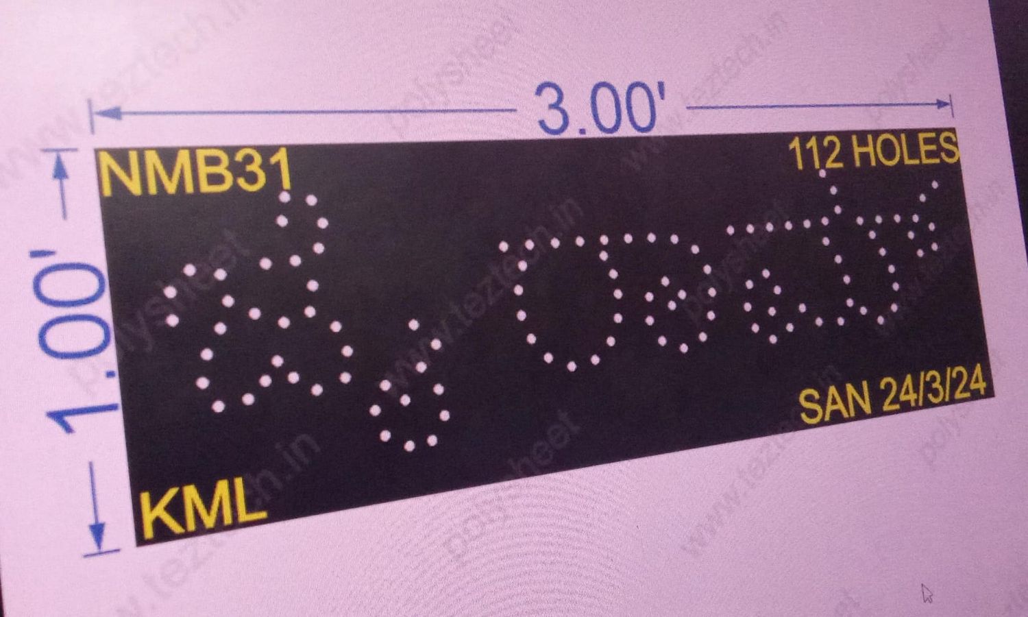 NMB31 JAI RAM (KANNADA) 1X3 FEET 112 HOLES
