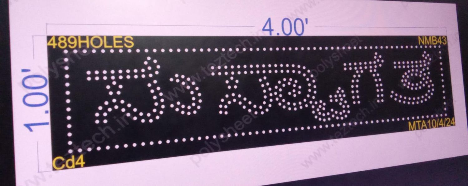 NMB43 NAME BOARD  WELCOM IN KANNADA 1X4 FEET 489 HOLES