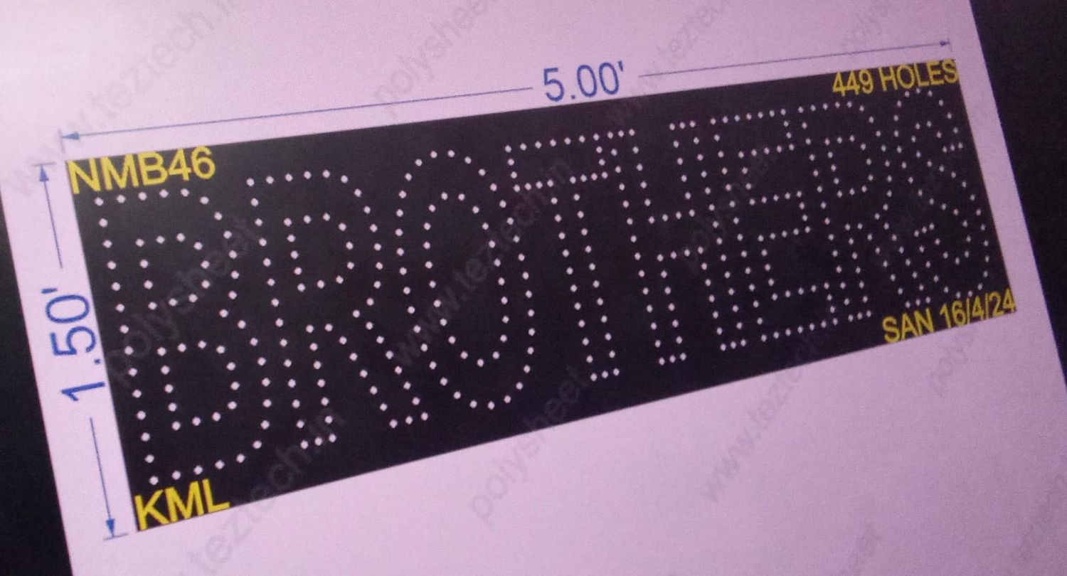 NMB46 NAME BOARD 1.5X5 FEET 449 HOLES