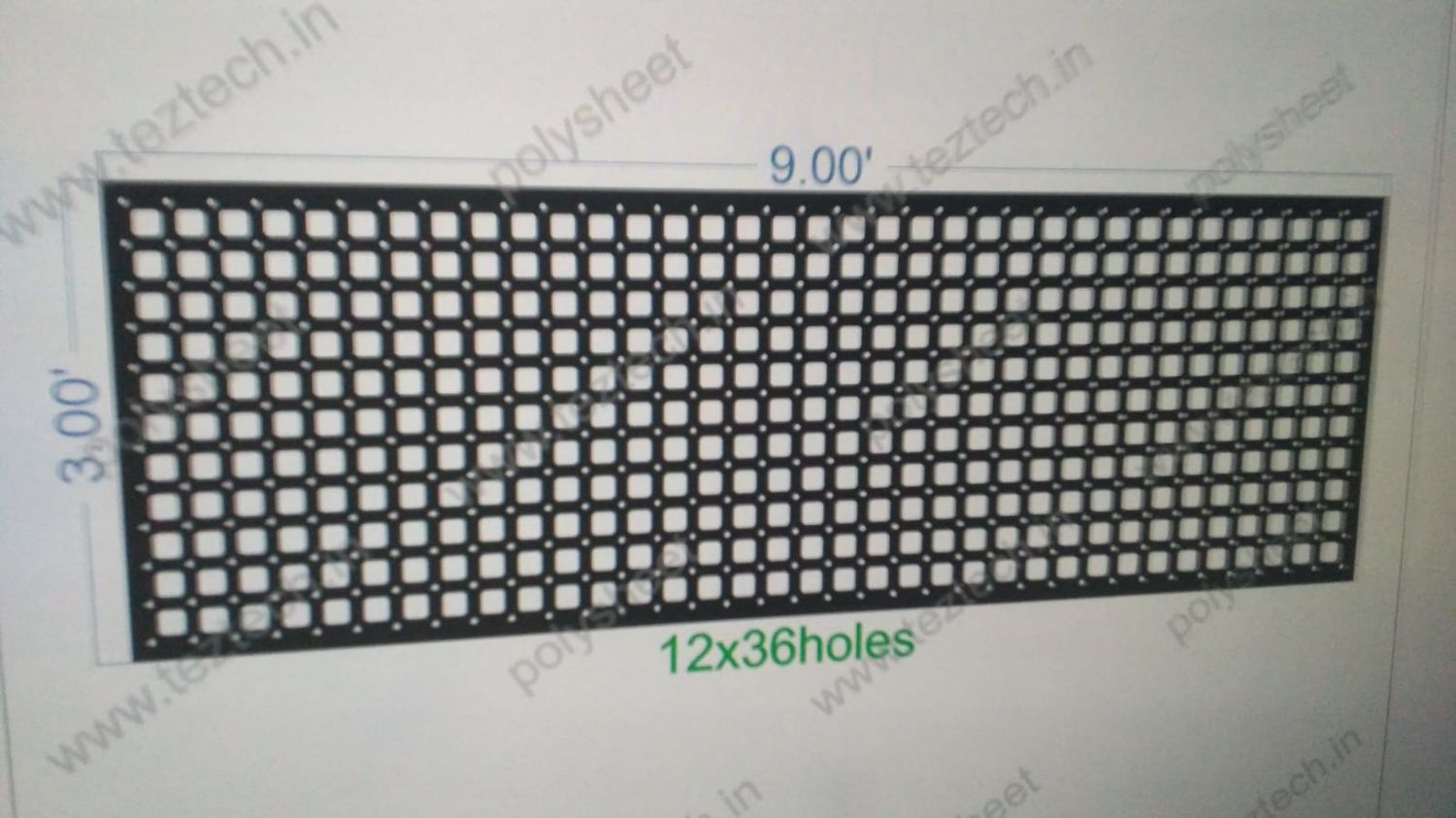 SCR559	3X9 FEET 12X36 HOLES SCREEN TOTAL HOLES=432 with air pass holes 1.25 inch freming space