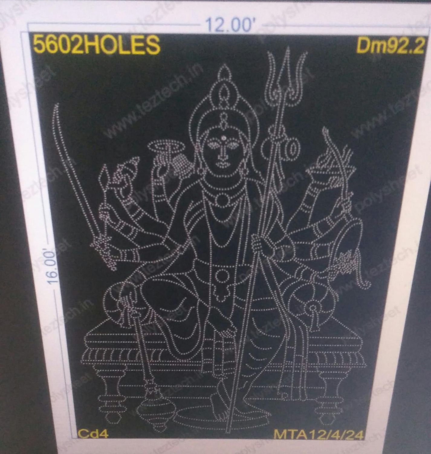 DM92.2 DEVI MATA 16X12 FEET 5601 HOLES (6 PARTS)