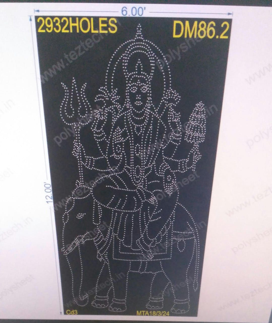 DM86.2 DEVI MATA 12X6 FEET 2932 HOLES (3 PARTS)