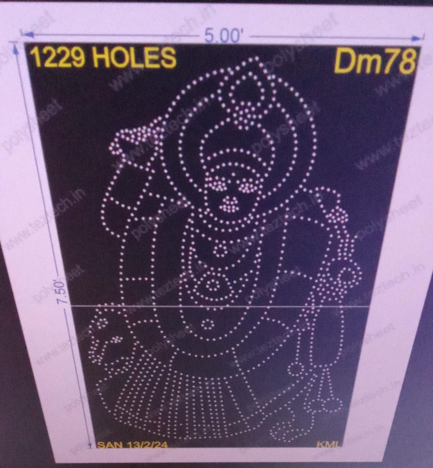 DM78 Maa jhandewali 7.5X5 FEET 1229 HOLES (2 PARTS)