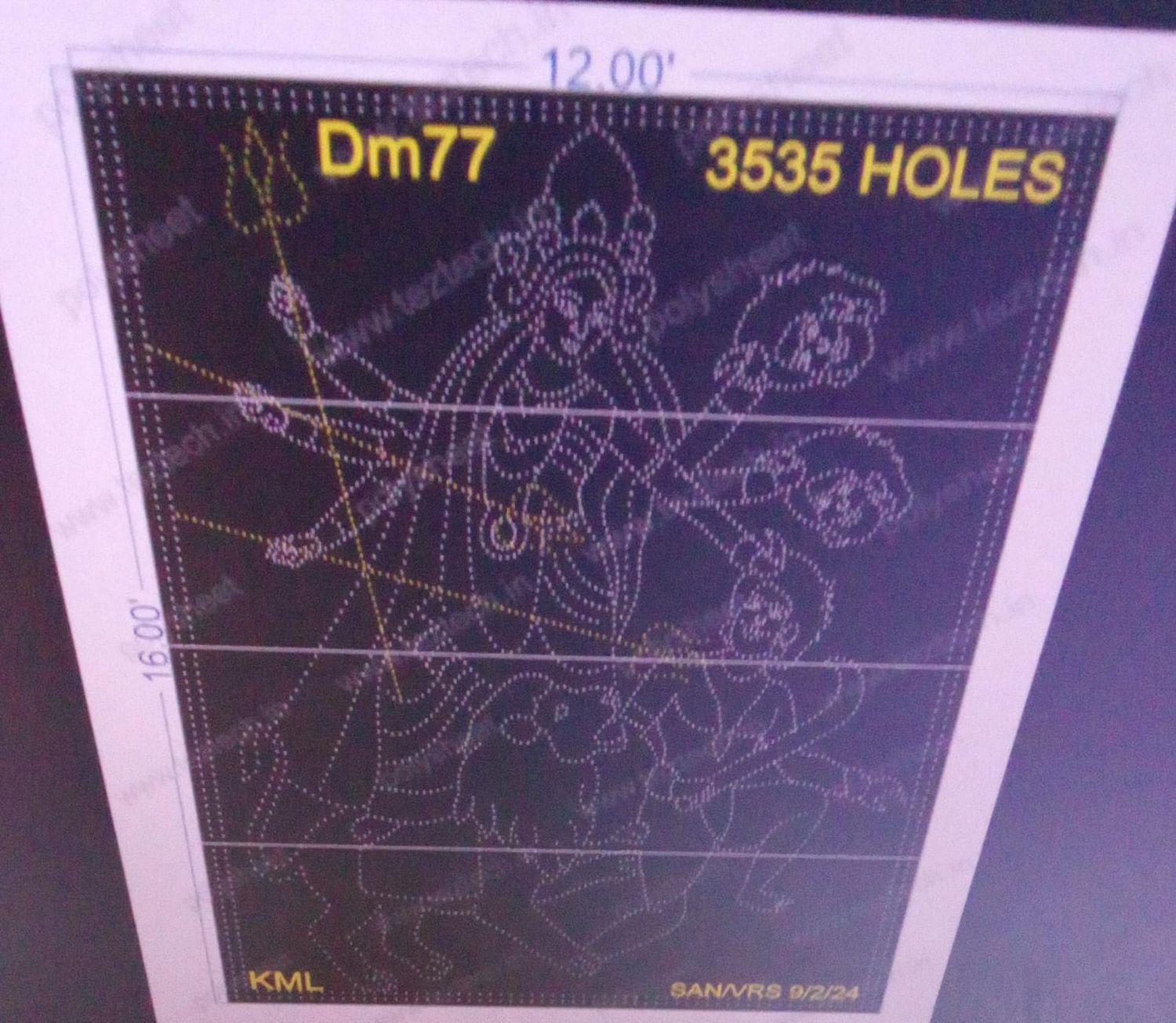 DM77 DURGA MATA 16X12 FEET 3535 HOLES (4 PARTS)
