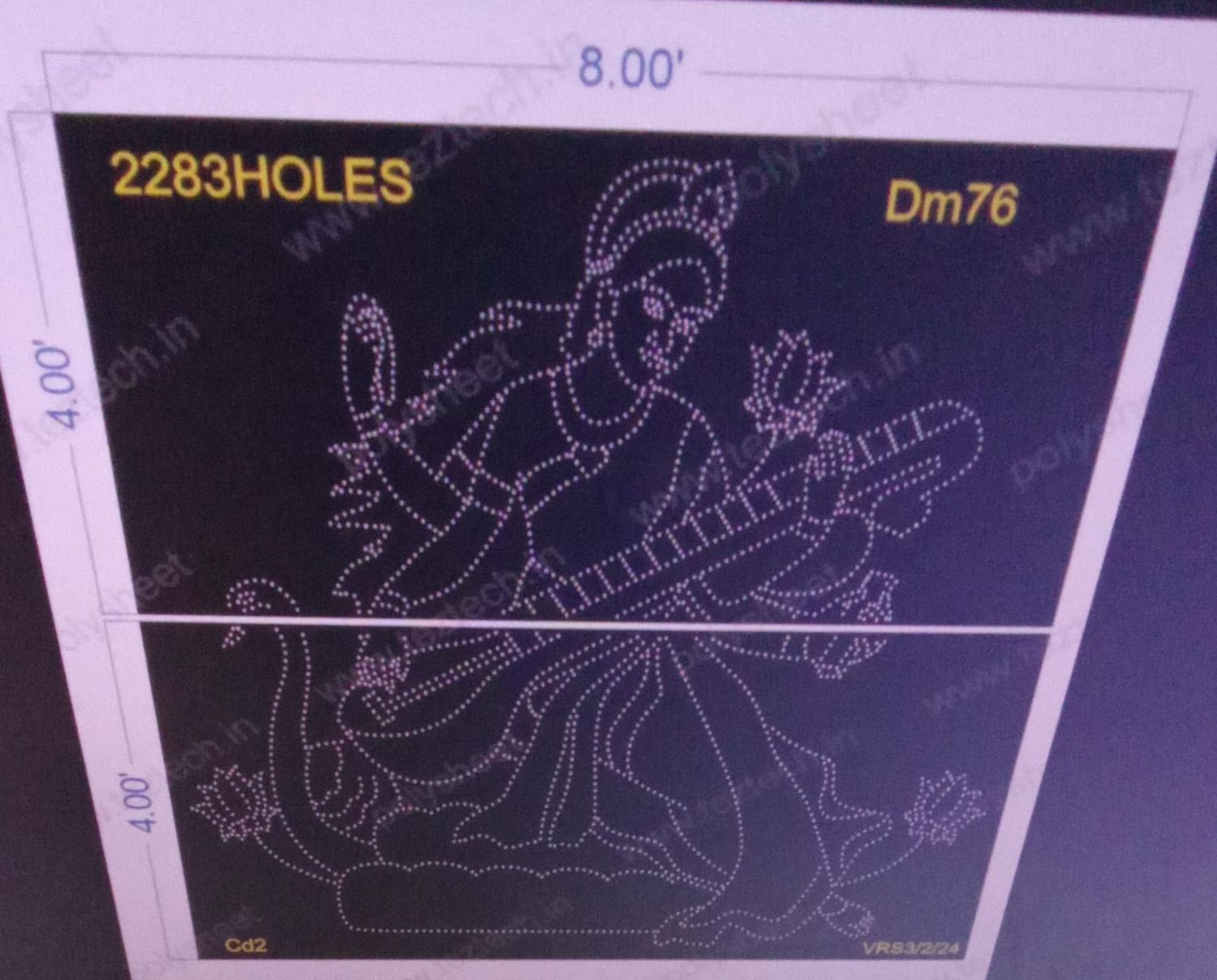 DM76 SARASWATI MATA 8X8 FEET 2283 HOLES (2 PARTS)