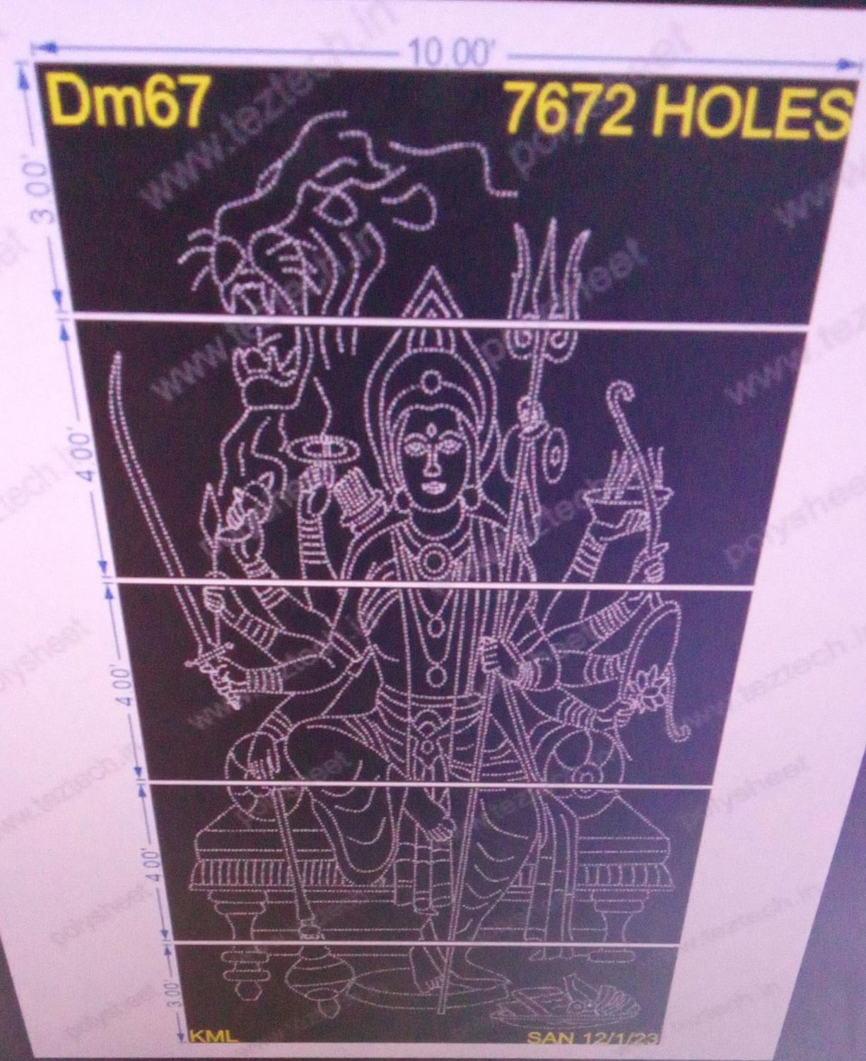 DM67 DEVI MATA  18X10 FEET 7672 HOLES (5 PARTS)