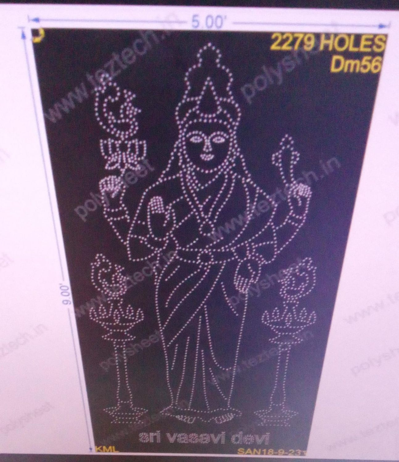 DM56 SRI VASAVI DEVI 9X5FEET 2279HOLES (3 PARTS)