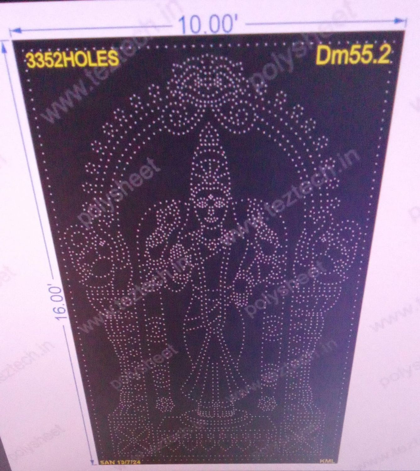 DM55.2 Meenakshi Amman 16X10FEET 3372HOLES (4 PARTS)