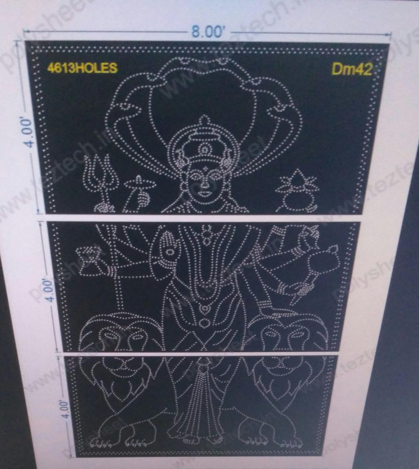 DM42 DURGA MATA  8X12 FEET 4613 HOLES 3 PARTS