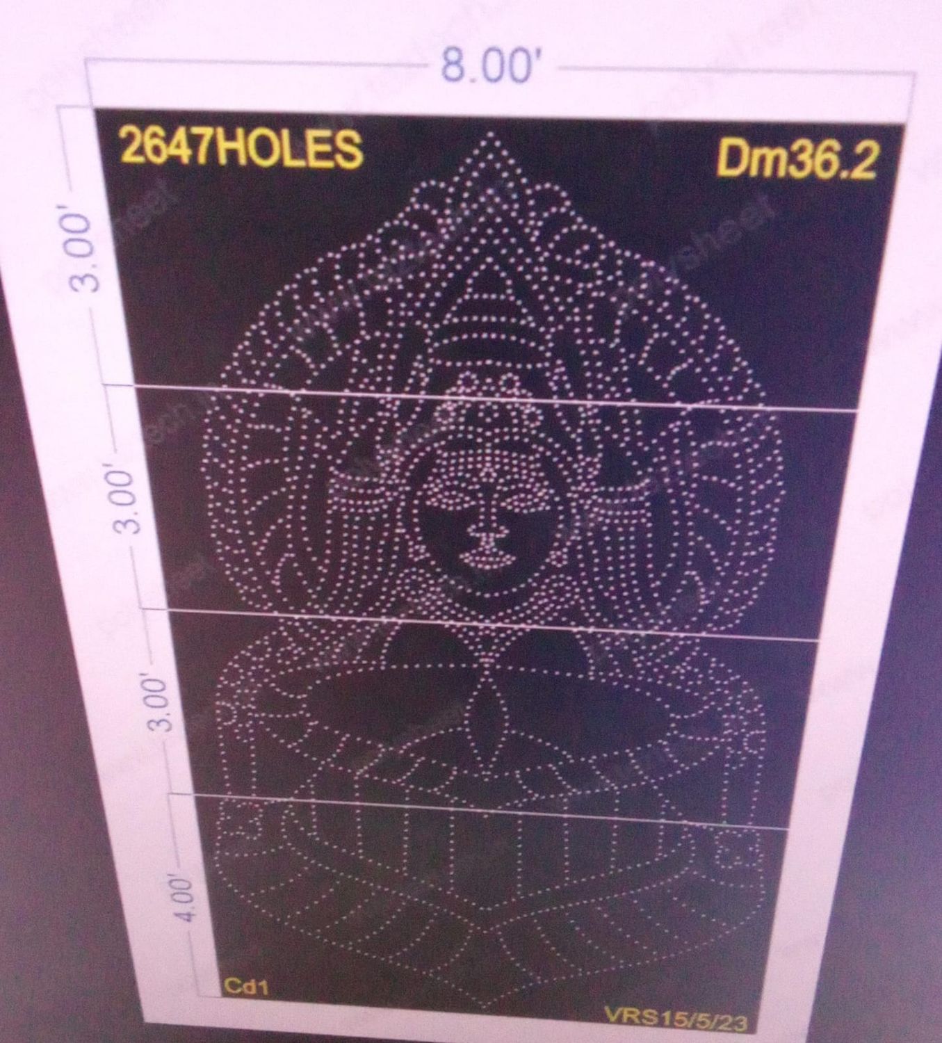 DM36.2  kamachi vizhakku amman  13X8 FEET 2647HOLES