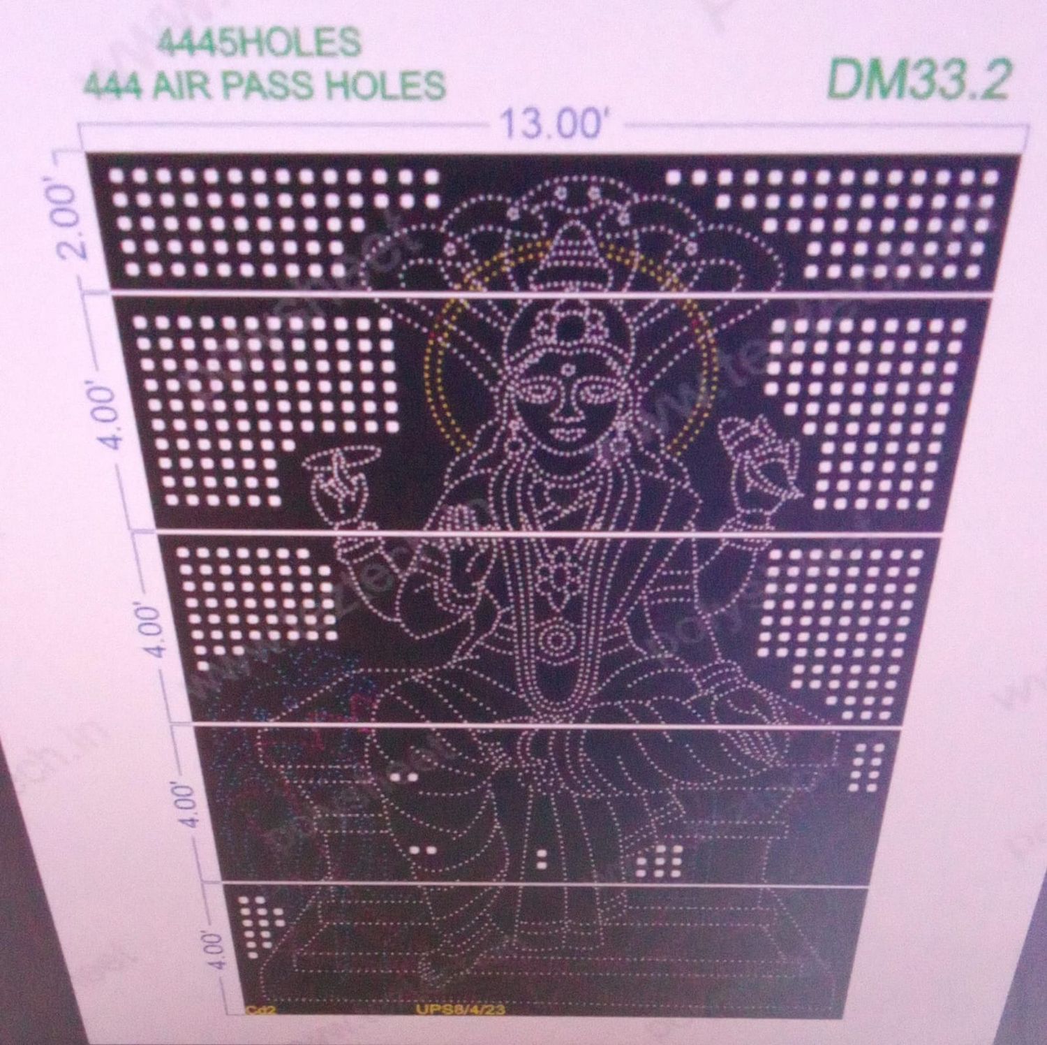 DM33.2 DEVI MATA 18X13 FEET 4445 HOLES 444 AIR PASS HOLES