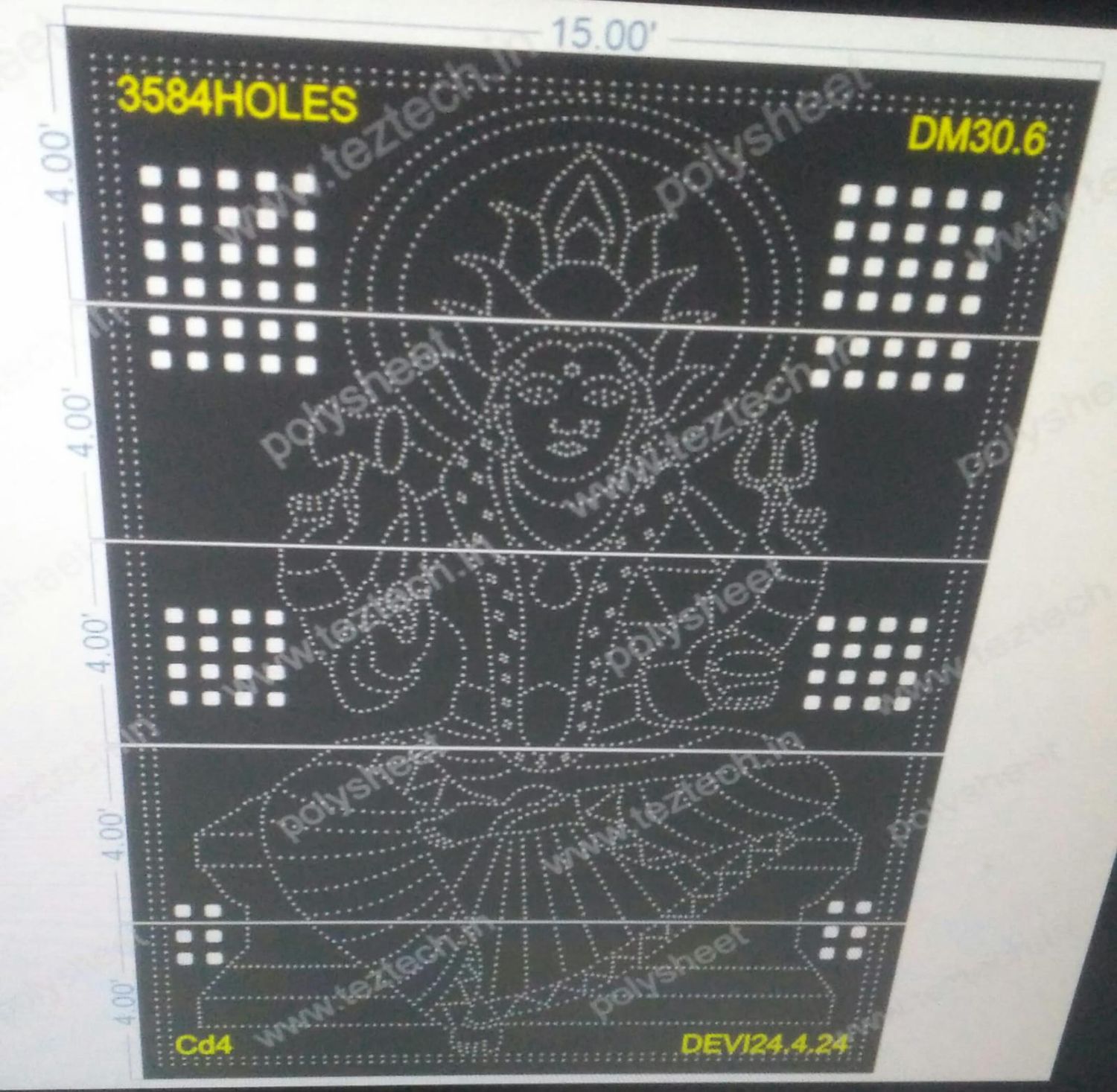 DM30.6 DEVI MATA 20X15 FEET 3584 HOLES IN 5PARTS