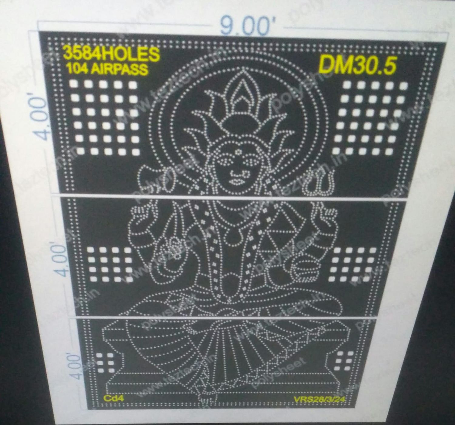 DM30.5 DEVI MATA 12X9 FEET 3584 HOLES AND 104 AIRPASS HOLES