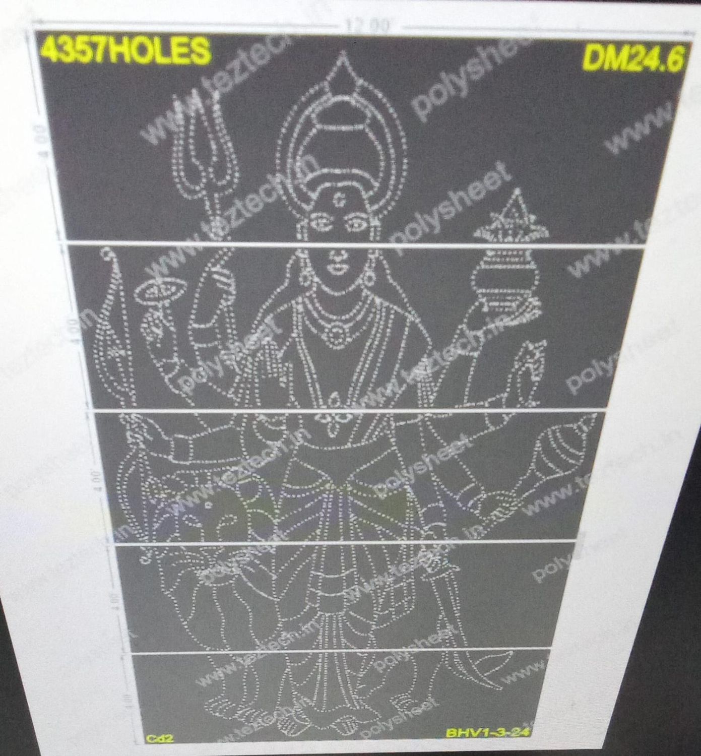 DM24.6 DURGA MATA WITH BORDER 20X12 FEET 4357 HOLES (5 PARTS)