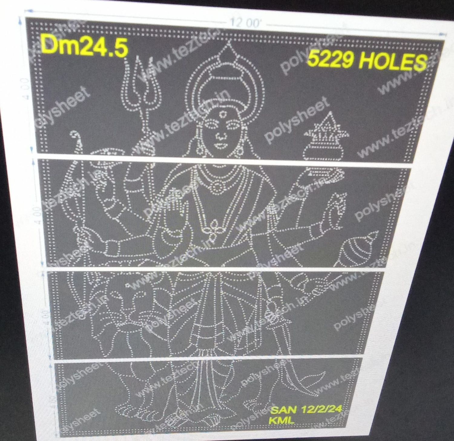 DM24.5  DURGA MATA WITH BORDER 16X12 FEET 5229 HOLES